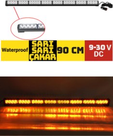 Resim KAPOTO 90cm Off Road Led Projektör Çakar Işık Sarı-Sarı 9V 30V Araç Üstü LED Bar 