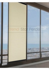 Resim Krem Honeycomb Plise %100 Isı Ve Işık Geçirmez Katlanır Cam Balkon Perdesi - Salon Perdesi-002 Krem 