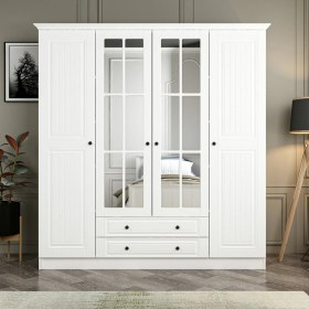 Resim Minar Kale 4 Mebran Kapaklı 2ç Taçlı Dolap - Beyaz 210 cm 