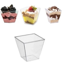 Resim Plastik Kübik Prizma Kase 20 Adet 200 cc 