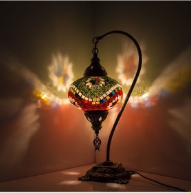 Resim Dekoratif Mozaik Gece Lambası El Yapımı Dekoratif Komodin Üstü Abajur 
