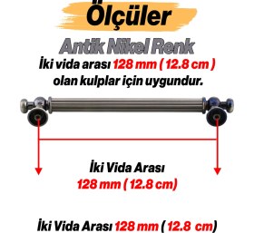 Resim Badem10 Selçuklu Antik Nikel Metal Kulp 128 mm Mobilya Çekmece Mutfak Dolabı Dolap Kapak Kulpu 