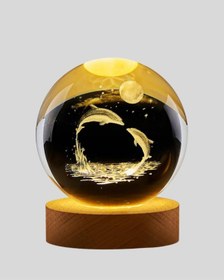 Resim Yunus Temalı Kristal Küre Usb Işıklı Ahşap Altlıklı Gece Lambası Diğer 