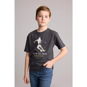 Resim DeFacto New Regular Fit Bisiklet Yaka Baskılı Kısa Kollu Tişört Erkek Çocuk H6367A826HS 