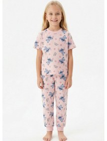 Resim Bunny Hopp Sevimli Karakter Desenli Kız Çocuk Pijama Takımı - %100 Pamuklu Pembe Uyku Seti 
