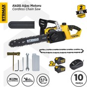 Resim Rtrmax Rtx1891 Şarjlı Ağaç Kesme Motoru 2xli-ion 4 Ah 35 Cm Pala Çift Akü X-lion - Akü Dahil 
