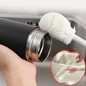 Resim 2/1pc Ev Tipi Uzun Saplı Şişe Fırçası, Katlanabilir Başlı Ölü Açılı Uzun Saplı Şişe Fırçası, Dar Ağızlı Kaplar, Vakumlu Spor Su Şişeleri, Bardaklar, Trompet Şişeleri ve Cam Eşyaları Temizlemek İçin Uygundur 