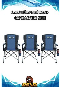 Resim Oslo Lüks 3'lü Kamp Sandalye Seti Mavi Mavi 