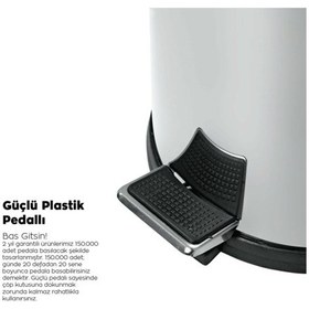 Resim Krom 3 Lt Pedallı Paslanmaz Metal Banyo, Tuvalet, Mutfak ve Ofis Çöp Kovası 