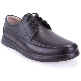 Resim Dagoster Dma08-433 Siyah Ortopedik Poliüretan Taban Günlük Bağcıklı Erkek Deri Ayakkabı 