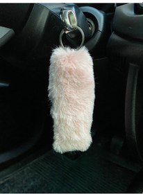 Resim Yumuşak Tüylü Peluş Puf Anahtarlık Pudra Pembe 