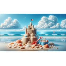 Resim Venspor Kumsalda Kumdan Kale ve Deniz Kabuğu Arkaplan Çocuk Odası ve Parti Dekorasyonu Için 200 x 150 cm Duvar Örtüsü Fon 