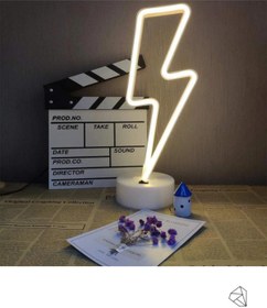 Resim Ema Dükkan Şimşek Neon Led Işıklı Usb'li Gece Lambası Pilli Neon Led Işıklı Masa Lambası Dekoratif Aydınlatma 