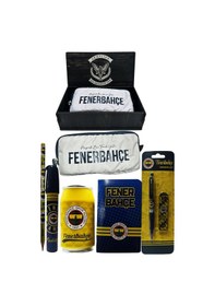 Resim Fenerbahçe Orjinal Lisanslı Sarı Kutu Kalemtraş Ahşap Kutulu 6'lı Kırtasiye Seti Fb Laci Yeni 