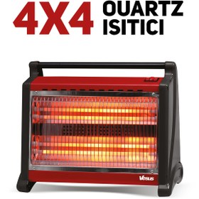 Resim Vesus Pazaraza 4X4 Elektrikli quartz ısıtıcı 4x650W = 1800W 3 kademe ısı ayarı 