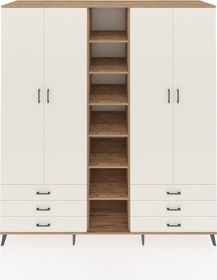 Resim Kronos Dolap 13 Raflı 6 Çekmeceli 2 Askılı 220x59x243 Çam-aytaşı/aytaşı Aytası/aytası 