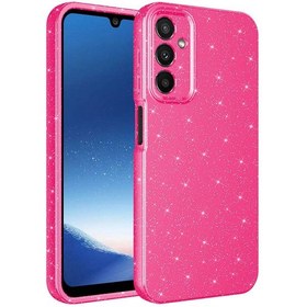 Resim Galaxy Uyumlu A15 Kılıf Kamera Korumalı Simli Lüks Hptk Koton Kapak - Pembe Koyu Pembe Koyu 