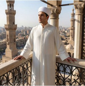 Resim İkranur Mecelle Namaz ve İmam Cübbesi Uzun Beyaz Enderun Model 