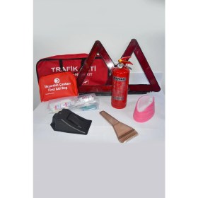 Resim KKDAVM Dikdörtgen Trafik ve İlkyardım Seti Çantası Reflektör ve Mapeks Araç Yangın Söndürme Seti Ekonomik 