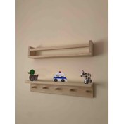 Resim Pine Crafts Ahşap Askılık Raf ve Kitaplık 2li Raf 