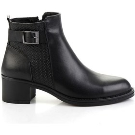 Resim Siyah Siyah Hakiki Deri Kadın Bot & Bootie K02028733703 Siyah Siyah 
