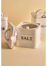 Resim Bianca 3'lü Beyaz Kulplu Porselen Kare Baharatlık Takımı Beyaz Beyaz 