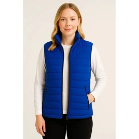 Resim Arben Boutique Şişme Fermuarlı Yelek Su Itici Kapitone Astarlı Kumaş Cepli Hafif Kışlık Spor Rahat Kalıp - Saks Mavisi 