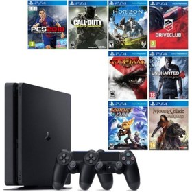 Resim Sony PS4 Slim 500 GB Oyun Konsolu + 2. PS4 Kolu + 8 Adet PS4 Oyunu 