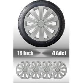 Resim Citroen C3 C4 C-Elysse 16" Inç Uyumlu 4 Adet 1 Takım Gri Kırılmaz Esnek Jant Kapağı 040 