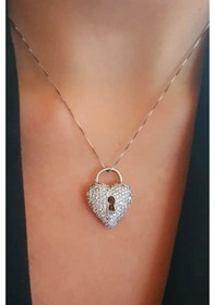 Resim Çift Taraflı Tasarım Bombeli Kalp Kolye 