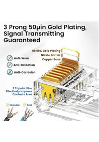 Resim Koodmax - 50 Adet - 50u" Gold Plated Cat6 Rj45 Konnektör - 8p8c Ethernet Kablo Ucu Modüler Fiş Jak 