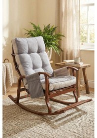 Resim Reyo Ahşap Ceviz Sallanan Emzirme Koltuğu Dinlenme & Tv Koltuğu Gri Krem Gri Krem 
