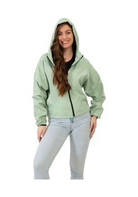 Resim Spor Kadın Kapüşonlu Su Ve Rüzgar Geçirmez Oversize Yağmurluk - Rüzgarlık-132 Su Yeşili 