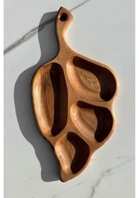 Resim Ahşap Yaprak Desenli Çerezlik Sunum Kasesi Ahşap 