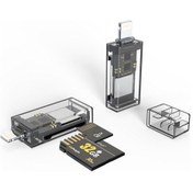 Resim Pc / Dizüstü / Akıllı Telefon İçin 8 Pin - Sd / Tf Şeffaf Kart Okuyucu 
