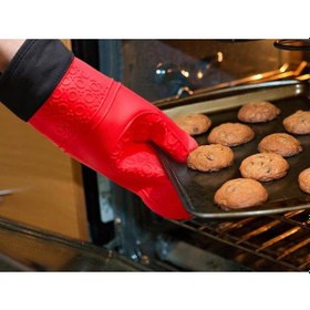Resim 3b Trend Silikon Yanmaz Yapışmaz Yalıtımlı Mutfak Fırın Eldiveni Kırmızı 