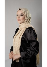 Resim Hürrem Bone Sütlü Kahve Desenli Şal Şifon Kumaş Kareli Çizgili 202107 26 Sütlü Kahve 