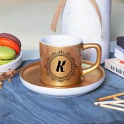 Resim Gold Renk Hediyelik Harfli Kahve Fincanı 