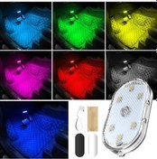 Resim Araba Mini Led İç Ruh Hali Işığı Usb Şarj Edilebilir Manyetik Kablosuz Dokunmatik Işık Çatı Okuma Işığı Araba İç Aksesuarları 7 Color 