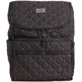 Resim Kapitone Desenli Anne/bebek Bakım Çantası-kırmızı Nakışlı-zeybe Siyah 