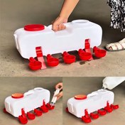 Resim Dayanıklı Plastik Tavuk Su Verici Dağıtıcı, Çift Sıra Bağımsız Tavuk Su Verici, Tavuk Besleyici, Otomatik Tavuk Su Verici, 10L Tank ile 10 Su Bardağı ve Braketler, Küçük Tavuklar, Küçük Ördekler, Kuyruklar, Puslar, Basit Kullanım için Uygun 