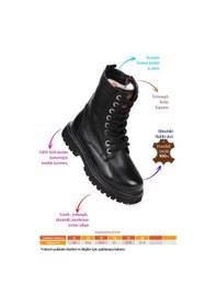 Resim Kiko Kids Tife %100 Deri Fermuarlı Erkek Çocuk Bot Ayakkabı Siyah Siyah 