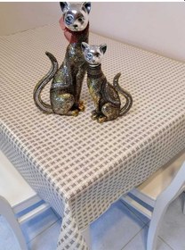 Resim Gri Ithal Pvc Muşamba - Desenli Silinebilir Masa Örtüsü 18 İhtl 08 140 X 160 