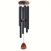 Resim 1 adet Alüminyum Rüzgar Çanları 68cm / 26.8 inç, Klasik Siyah, Elektrik Gerekmez, Dış Mekan için Rüzgar Yakalayıcı, Bahçe, Veranda Dekorasyonu, Zen Atmosferi, Uniseks Hediye 