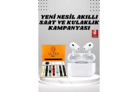Resim Pazarcan 7 Kordonlu Akıllı Saat ve Yeni Nesil Kulaklık Dokunmatik Ekran Android ve Ios Uyumlu 