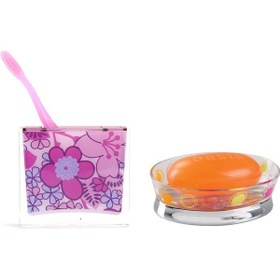 Resim Sıa 2 Li Banyo Seti.Pembe Çiçekli Akrilik Model Pembe 