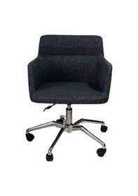 Resim Büro Sandalyesi Örümcek Yıldız Ayaklı Antrasit Keten Kumaş 