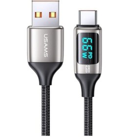 Resim Usams US-Sj544 Dijital Göstergeli Çipli Örgülü PD 66 W USB To Type-C Şarj ve Data Kablosu 1.2 M 