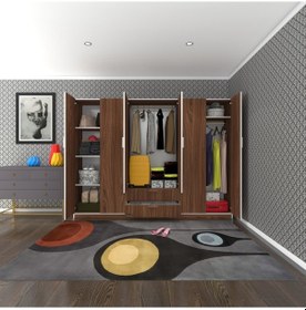 Resim Kenzlife gardırop 6 kapılı çekmeceli begonvil240 cvz kapaklı gardolap dolap 