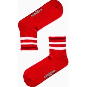 Resim Carnaval Socks Kırmızı Çift Şeritli Desenli Renkli Spor Çorap 